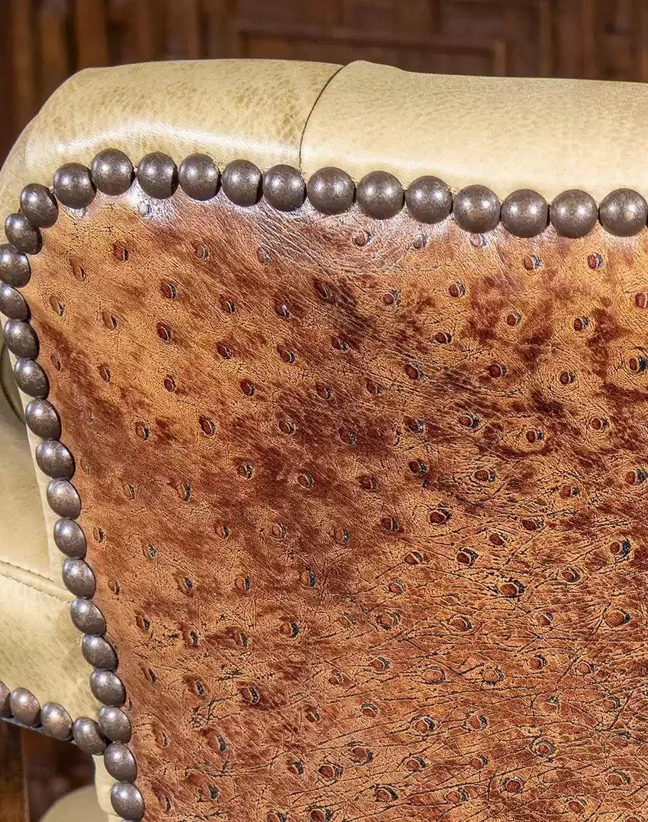 Ostrich Tufted Leather Bar Chair