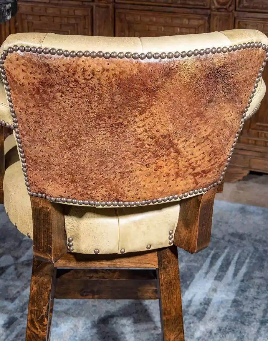 Ostrich Tufted Leather Bar Chair
