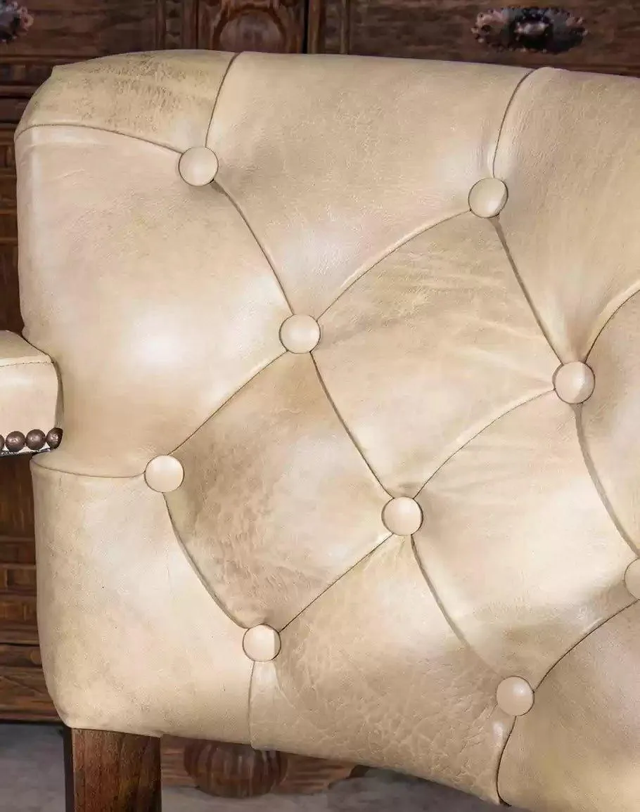 Ostrich Tufted Leather Bar Chair