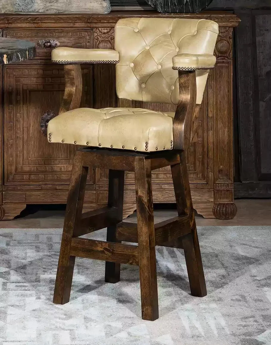 Ostrich Tufted Leather Bar Chair