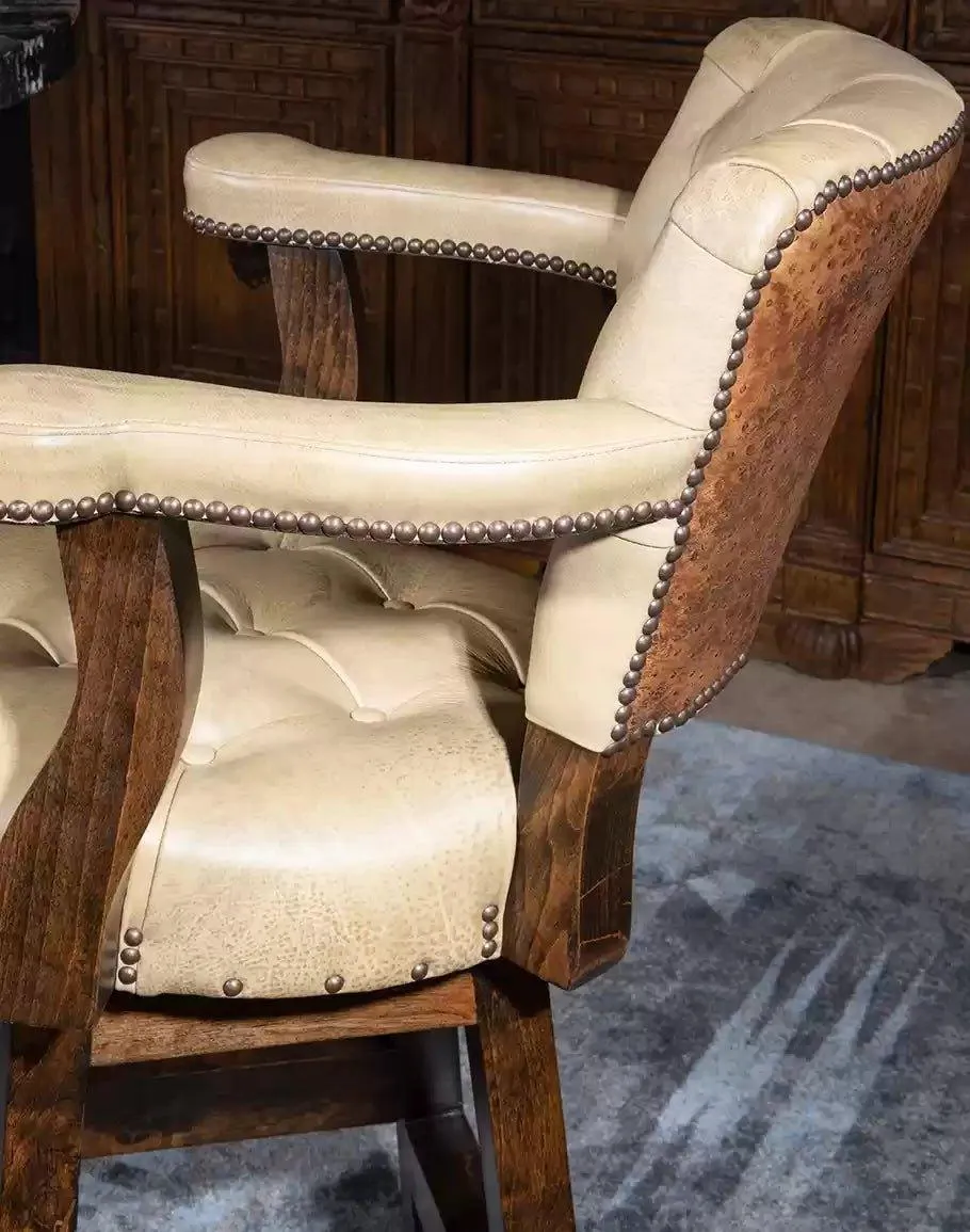Ostrich Tufted Leather Bar Chair