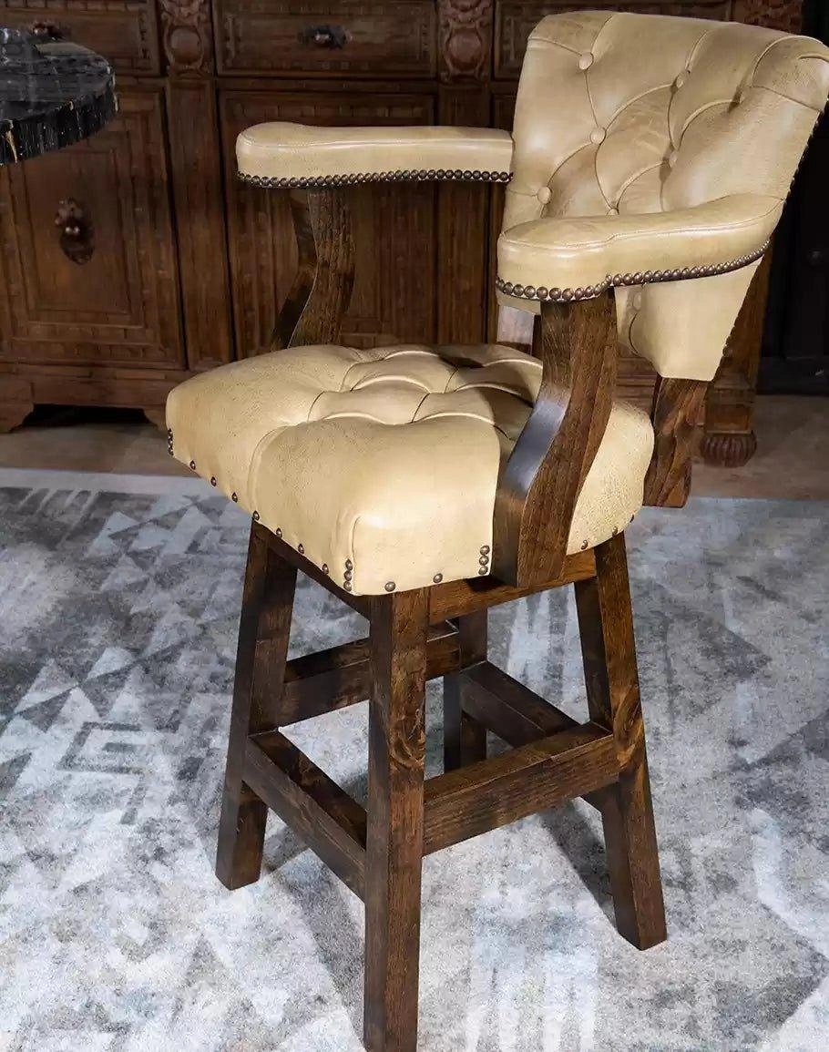 Ostrich Tufted Leather Bar Chair