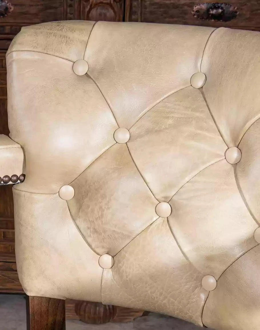 Ostrich Tufted Leather Bar Chair
