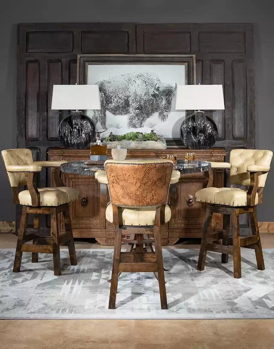 Ostrich Tufted Leather Bar Chair