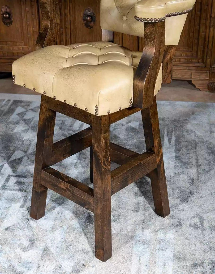 Ostrich Tufted Leather Bar Chair