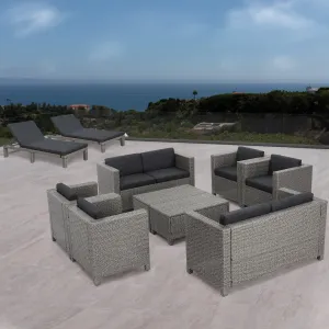 Outdoor 10 Piece Wicker Patio Set with Water Resistant Cushions - NH393003 cushion cover, soft furnishing