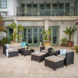 Outdoor 10 Piece Wicker Sofa Collection w/ Water Resistant Cushions - NH364003 cushion cover, soft furnishing