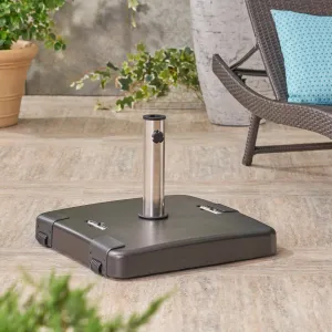 Outdoor 119lb Concrete Square Umbrella Base with Stainless Steel Collar - NH928403 patio chairs, outdoor seating