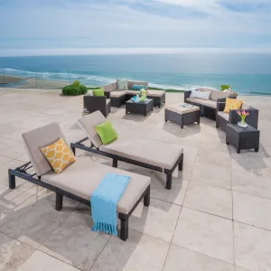 Outdoor 13 Pc Wicker Patio Set w/ Water Resistant Cushions - NH764003 serving bowl, serving dish