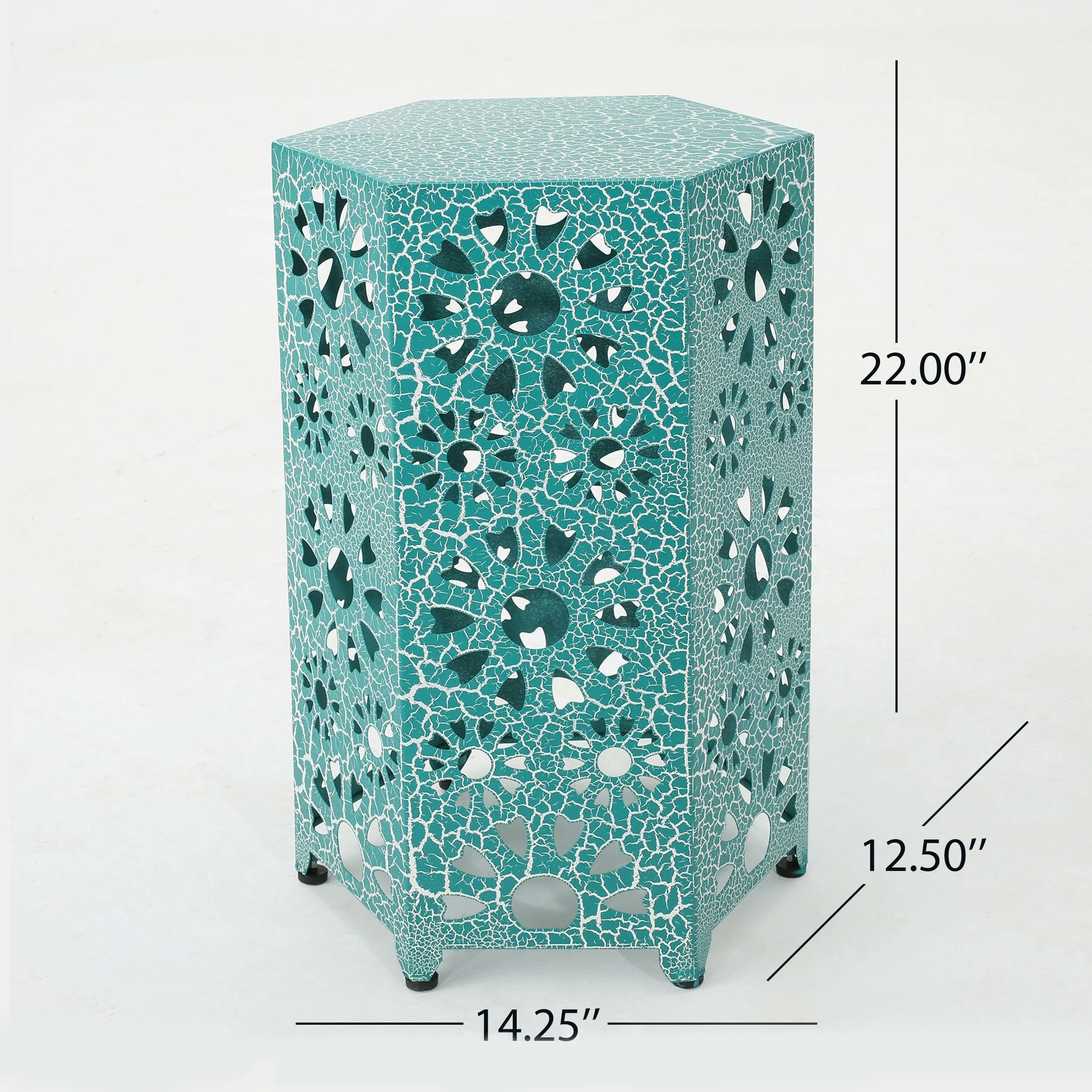 Outdoor 14 Inch Sunburst Iron Side Table - NH259103