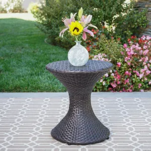 Outdoor 16-inch Multi-brown Wicker Hourglass Side Table - NH184103 coffee table, accent table