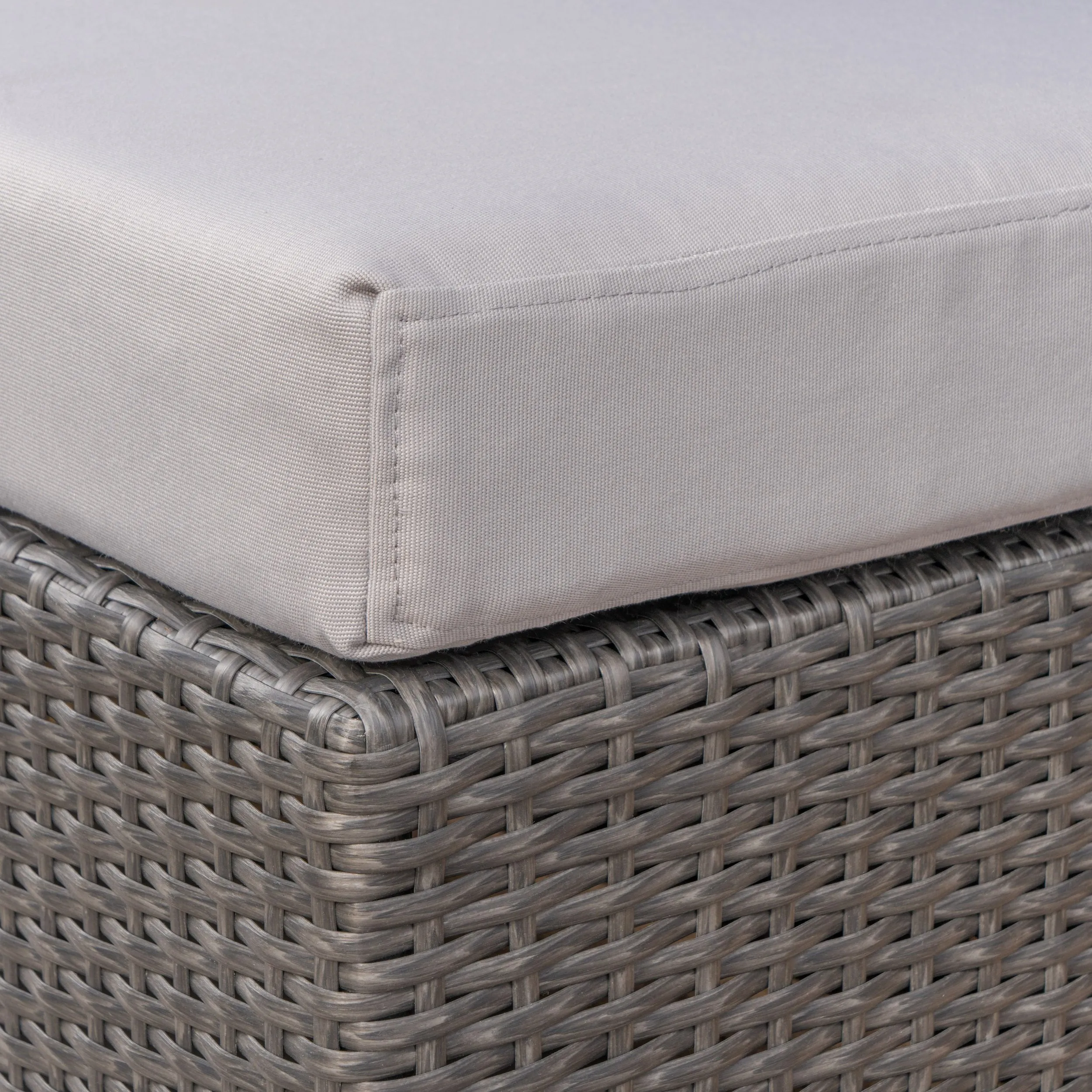 Outdoor 16 Inch Wicker Ottoman Seat with Water Resistant Cushion - NH124303