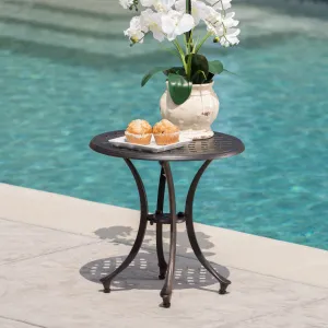 Outdoor 19-inch Bronze Finished Cast Aluminum Side Table - NH257103 coffee table, accent table
