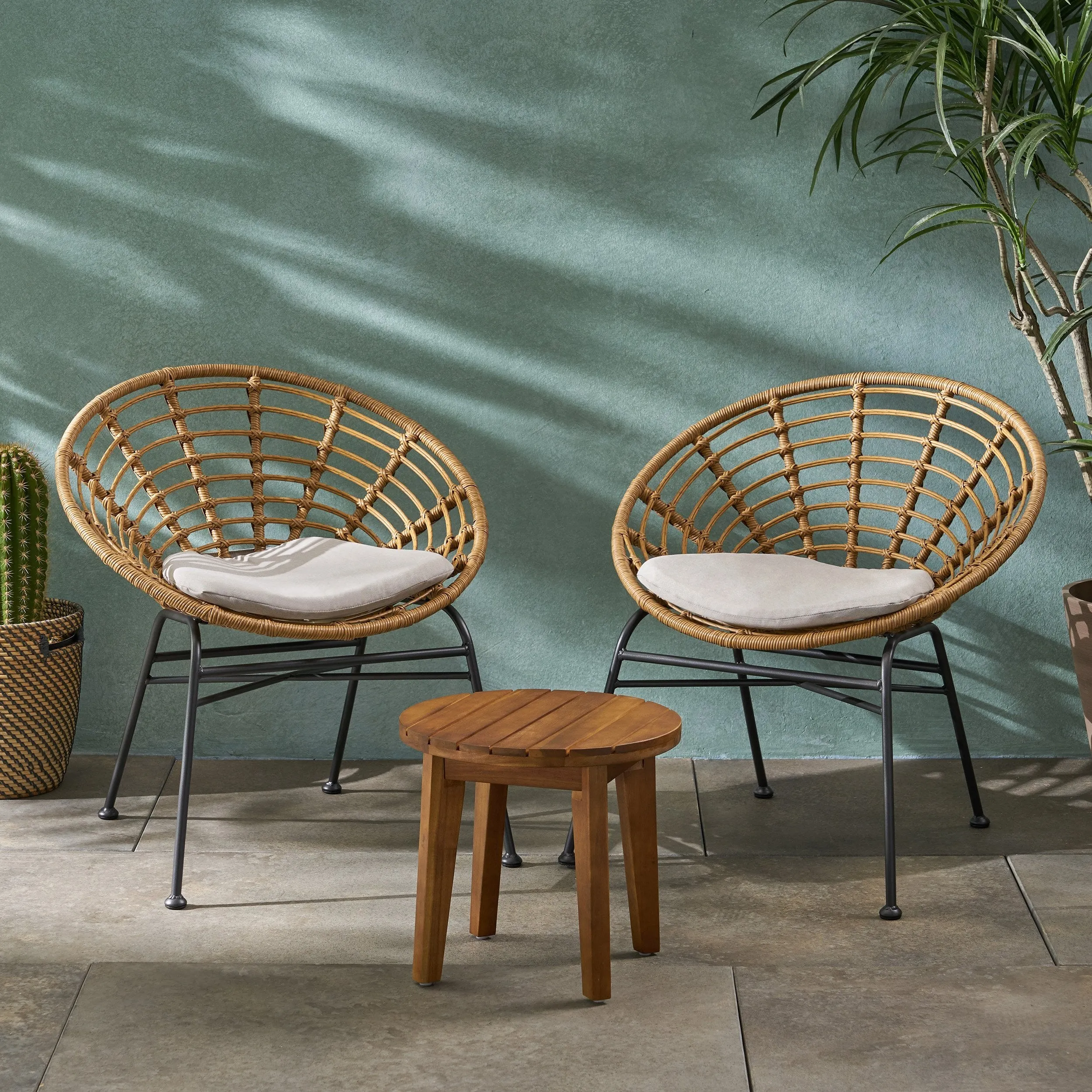 Outdoor 2 Seater Acacia Wood Chat Set - NH380013