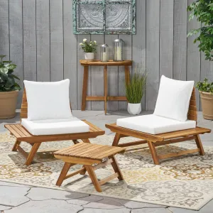 Outdoor 2 Seater Acacia Wood Club Chairs and Side Table Set - NH566903 patio chairs, outdoor seating