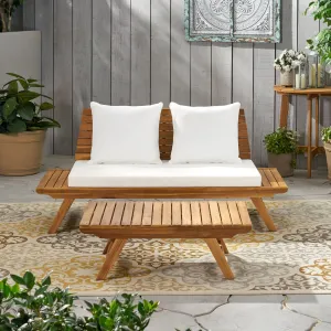 Outdoor 2 Seater Acacia Wood Loveseat and Coffee Table Set - NH466903 clothes rack, garment rack