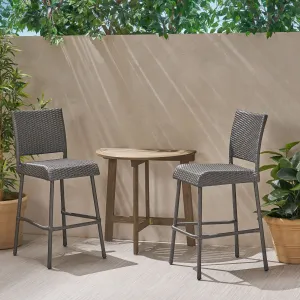 Outdoor 2 Seater Half-Round Wood and Wicker Bistro Set with Folding Table - NH228903 patio chairs, outdoor seating