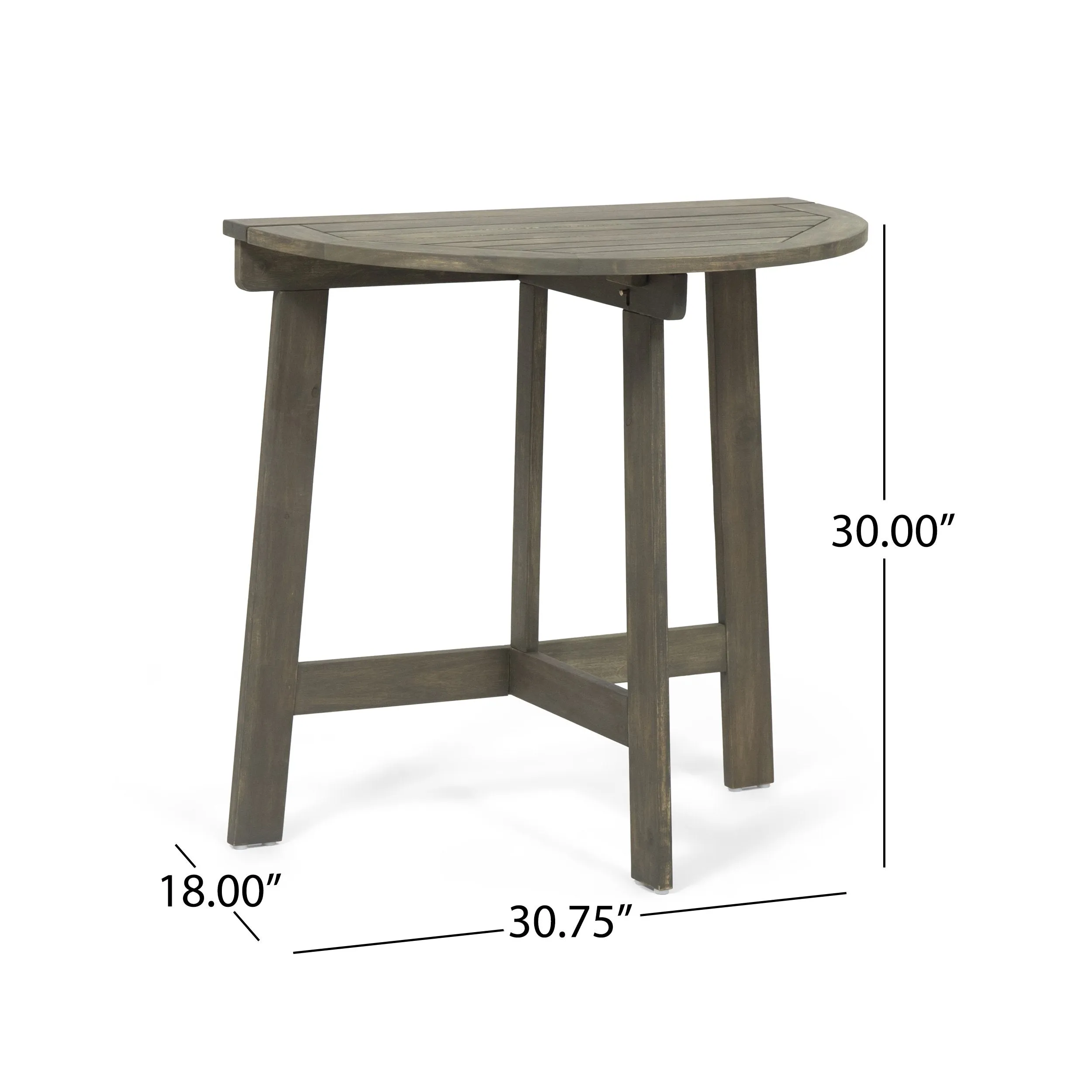 Outdoor 2 Seater Half-Round Wood and Wicker Bistro Set with Folding Table - NH228903