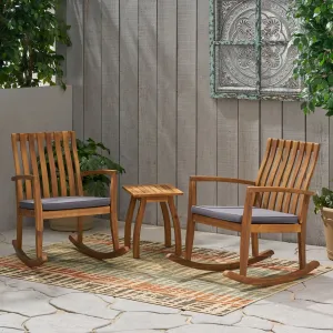 Outdoor 2 Seater Rocking Chair Set with Side Table, Teak and Dark Gray - NH015903 clothes rack, garment rack