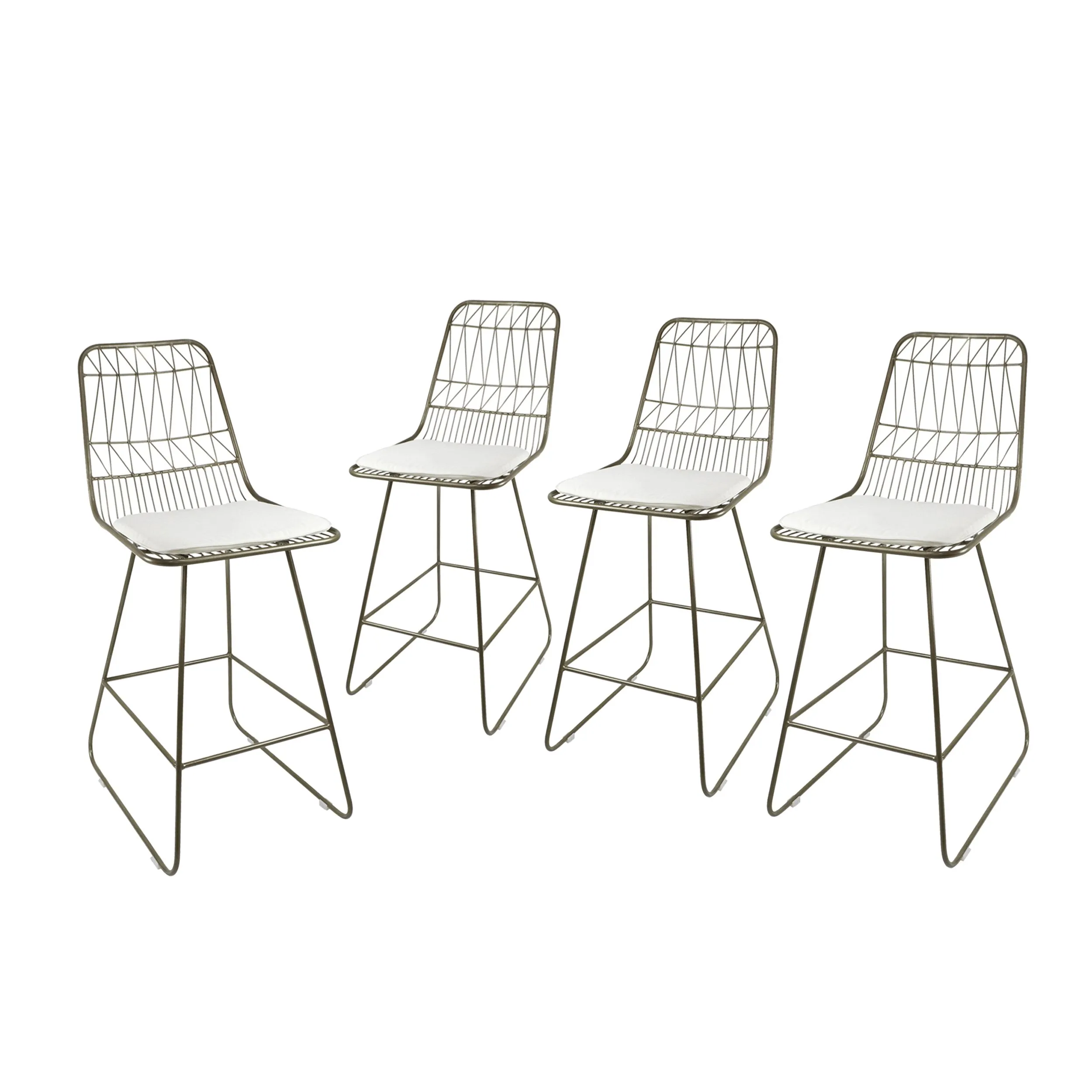 Outdoor 26" Seats Iron Counter Stools with Cushions (Set of 4) - NH806703