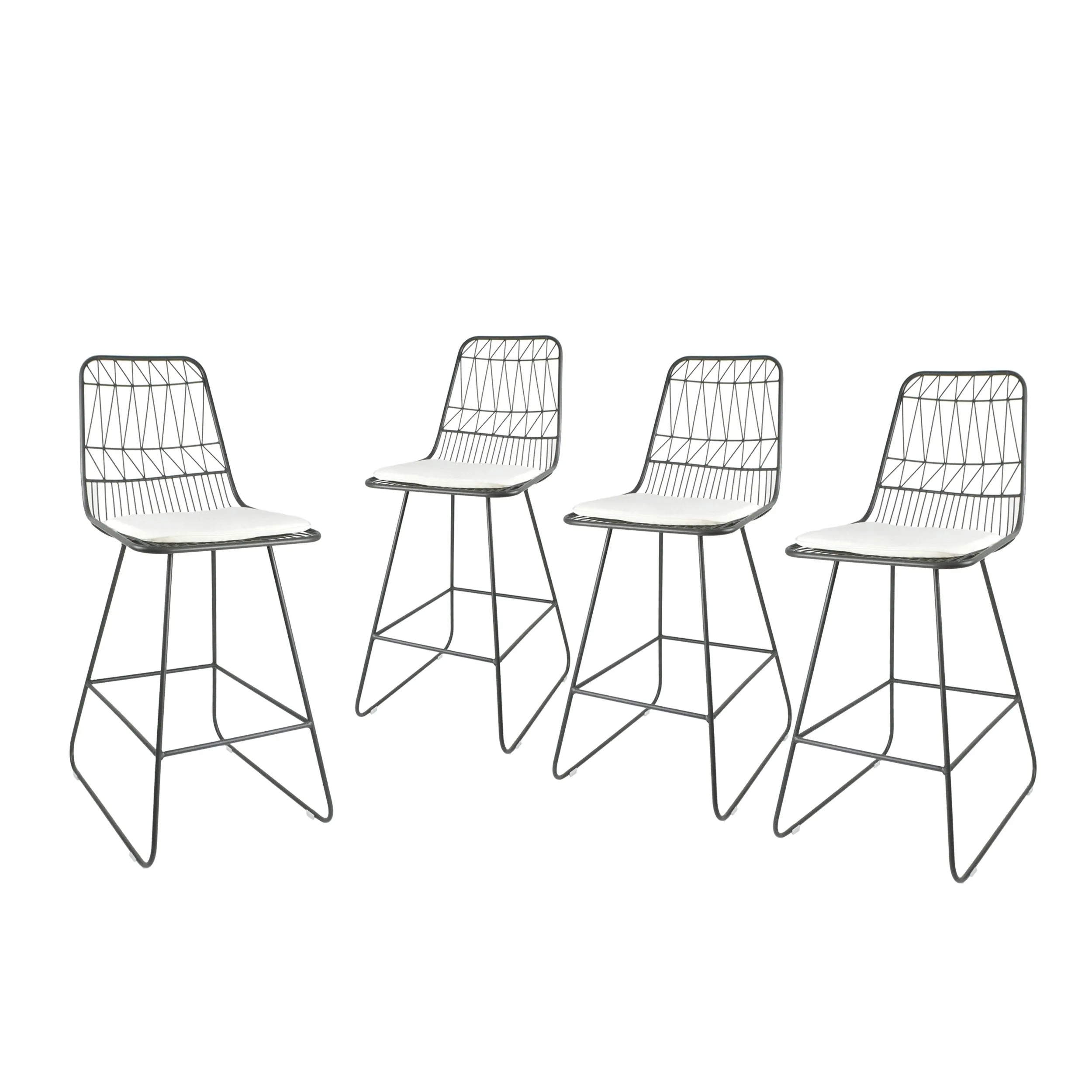 Outdoor 26" Seats Iron Counter Stools with Cushions (Set of 4) - NH806703