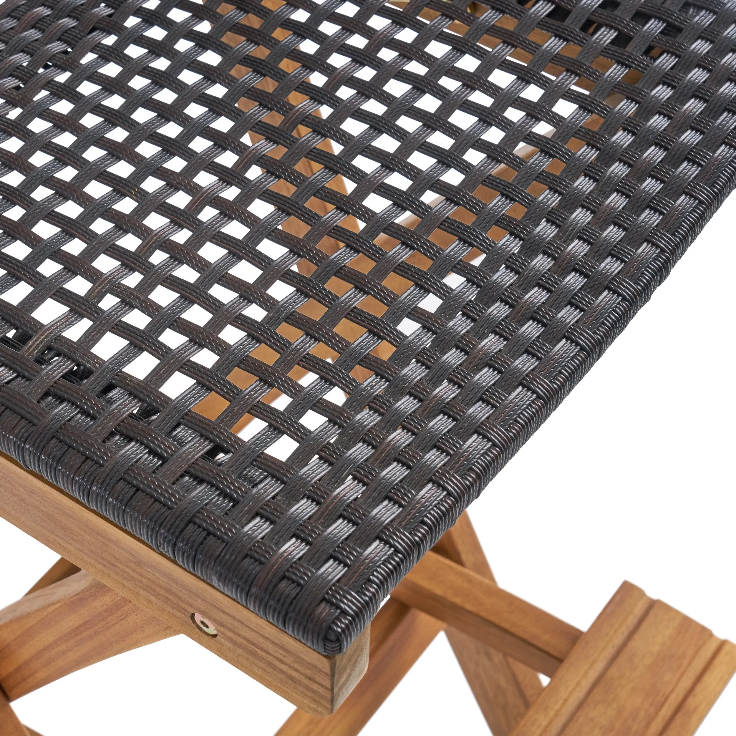 Outdoor 26" Square 5 Piece Wood and Wicker Bar Height Set - NH053903