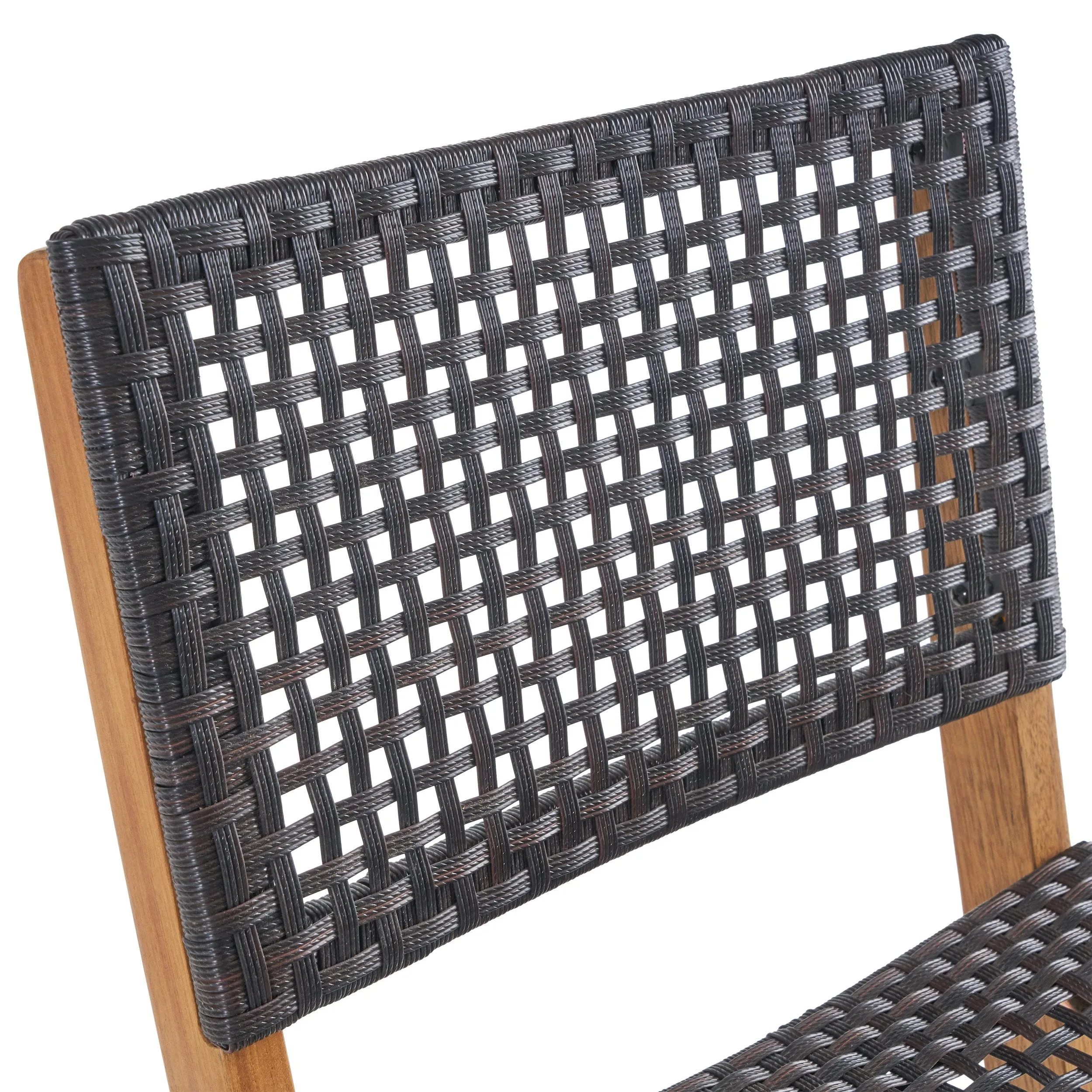 Outdoor 26" Square 5 Piece Wood and Wicker Bar Height Set - NH053903