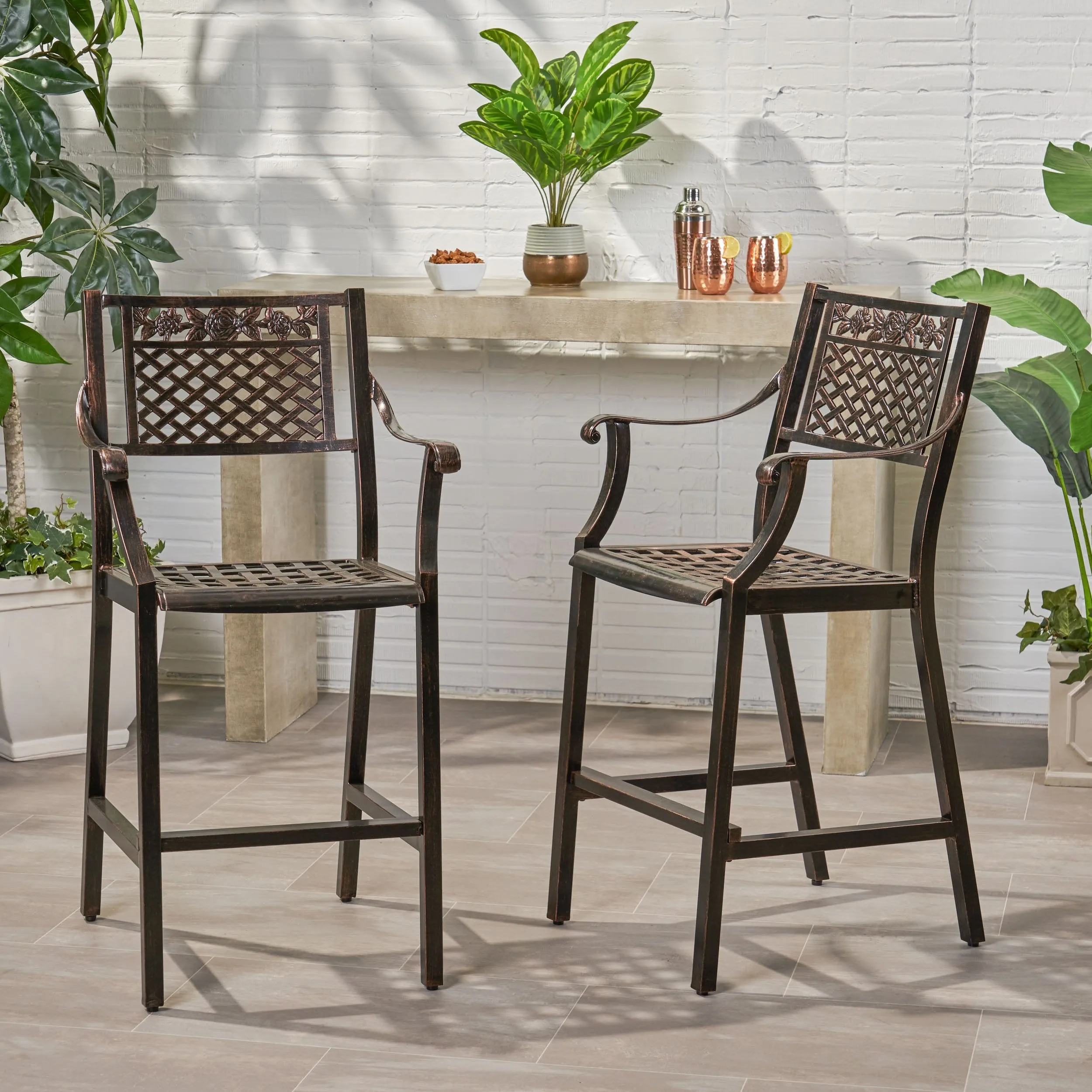 Outdoor 29" Aluminum Barstools - NH148803 patio chairs, outdoor seating