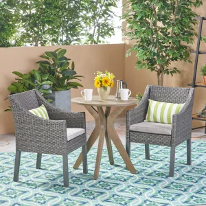 Outdoor 3 Piece Acacia Wood and Wicker Bistro Set - NH930503 patio chairs, outdoor seating