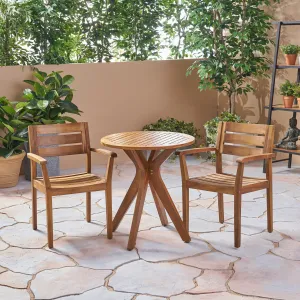 Outdoor 3 Piece Acacia Wood Bistro Set - NH920503 patio chairs, outdoor seating
