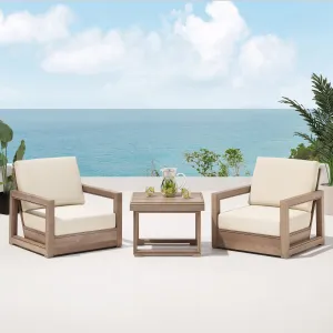 Outdoor 3 Piece Acacia Wood Chat Set - NH039213 patio chairs, outdoor seating