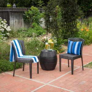 Outdoor 3-Piece Multi-Brown Wicker Chat Set with Stacking Chairs - NH211103 clothes rack, garment rack