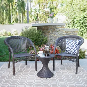 Outdoor 3 Piece Multi-Brown Wicker Chat Set with Stacking Chairs - NH284103 clothes rack, garment rack