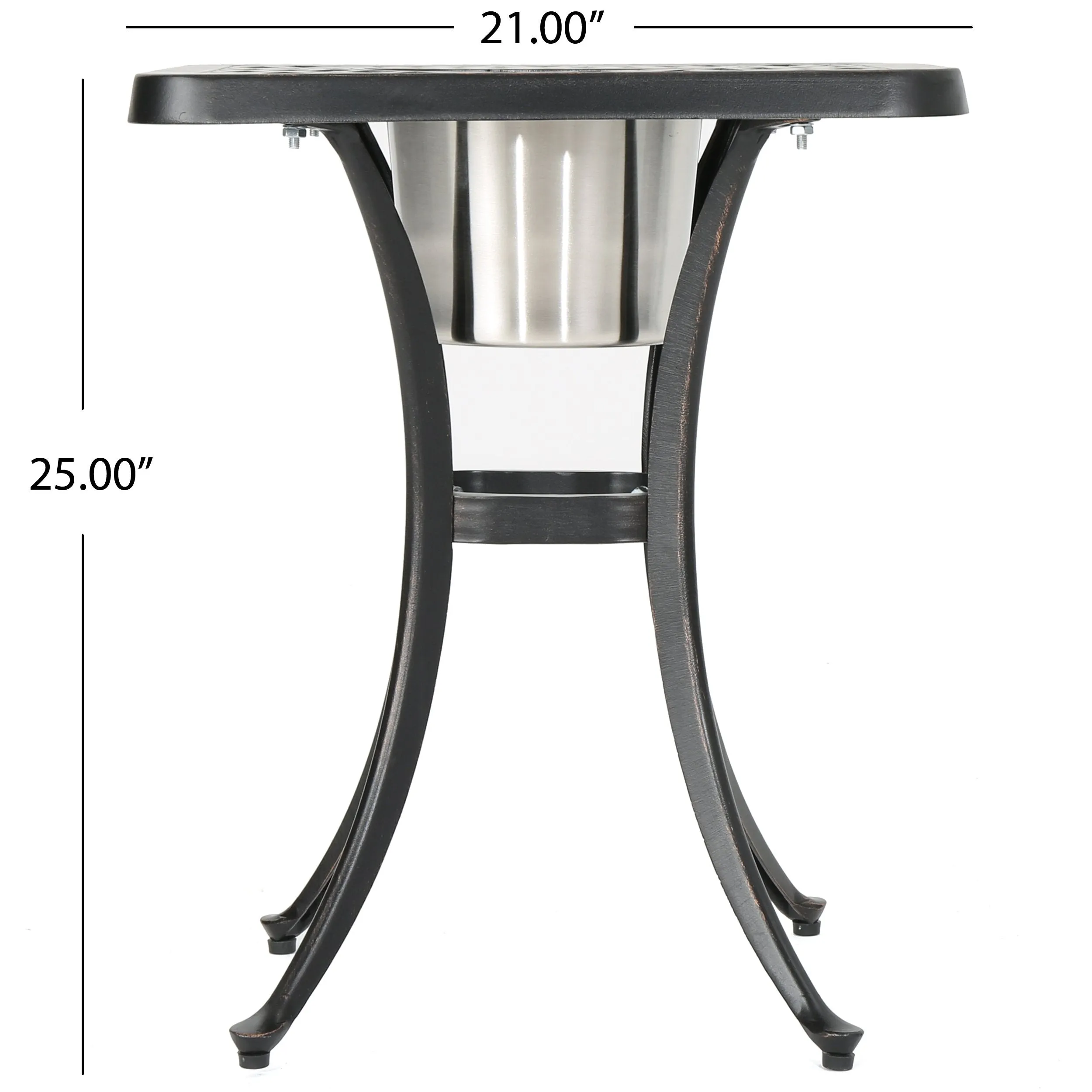 Outdoor 3 Piece Patina Copper Finish Cast Aluminum Bistro Set - NH776003