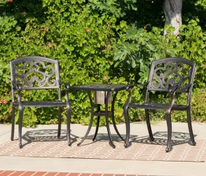 Outdoor 3 Piece Patina Copper Finish Cast Aluminum Bistro Set - NH776003 patio chairs, outdoor seating