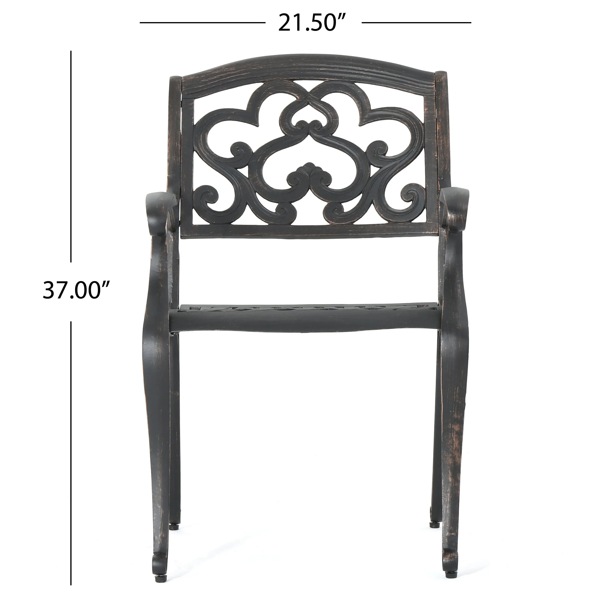 Outdoor 3 Piece Patina Copper Finish Cast Aluminum Bistro Set - NH776003