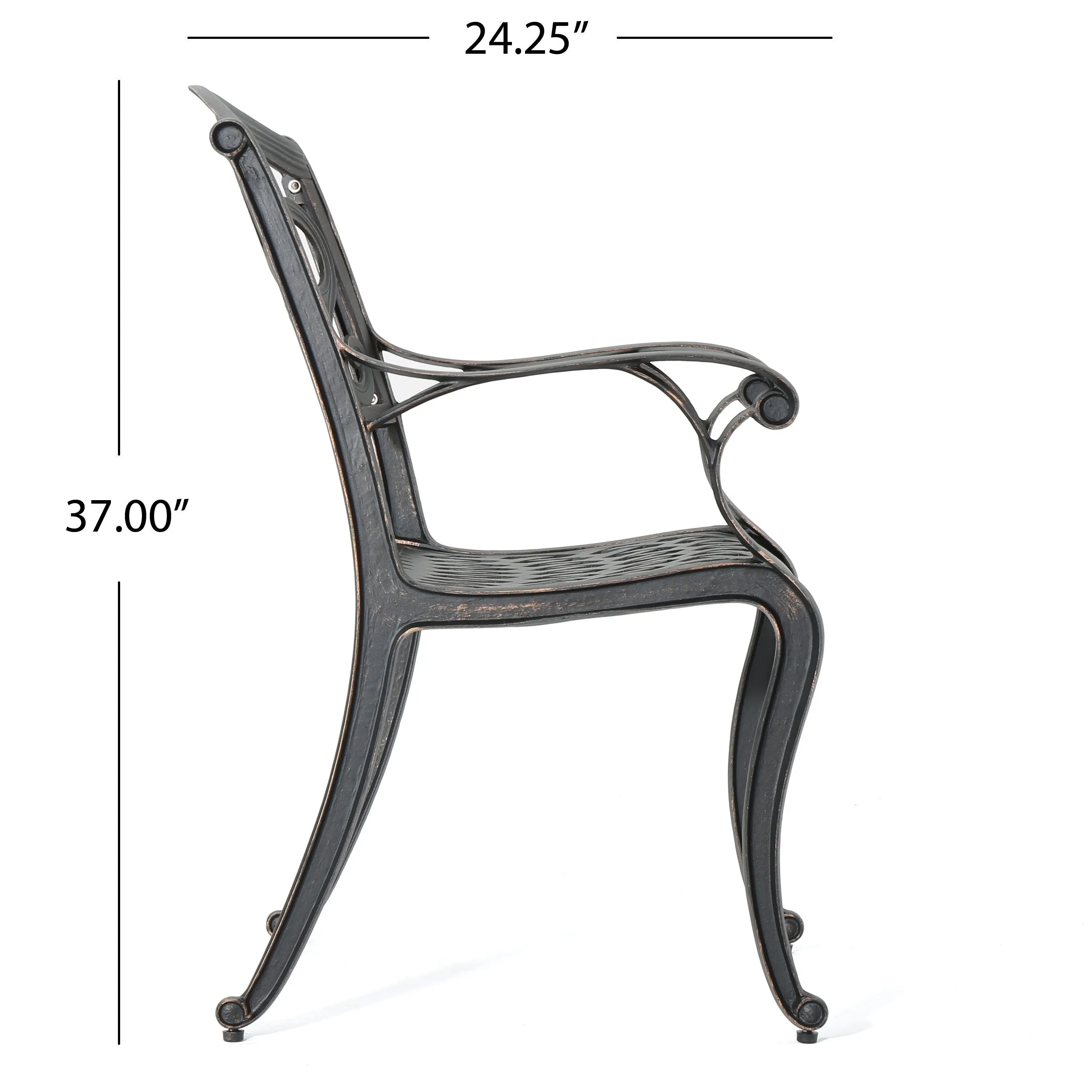 Outdoor 3 Piece Patina Copper Finish Cast Aluminum Bistro Set - NH776003