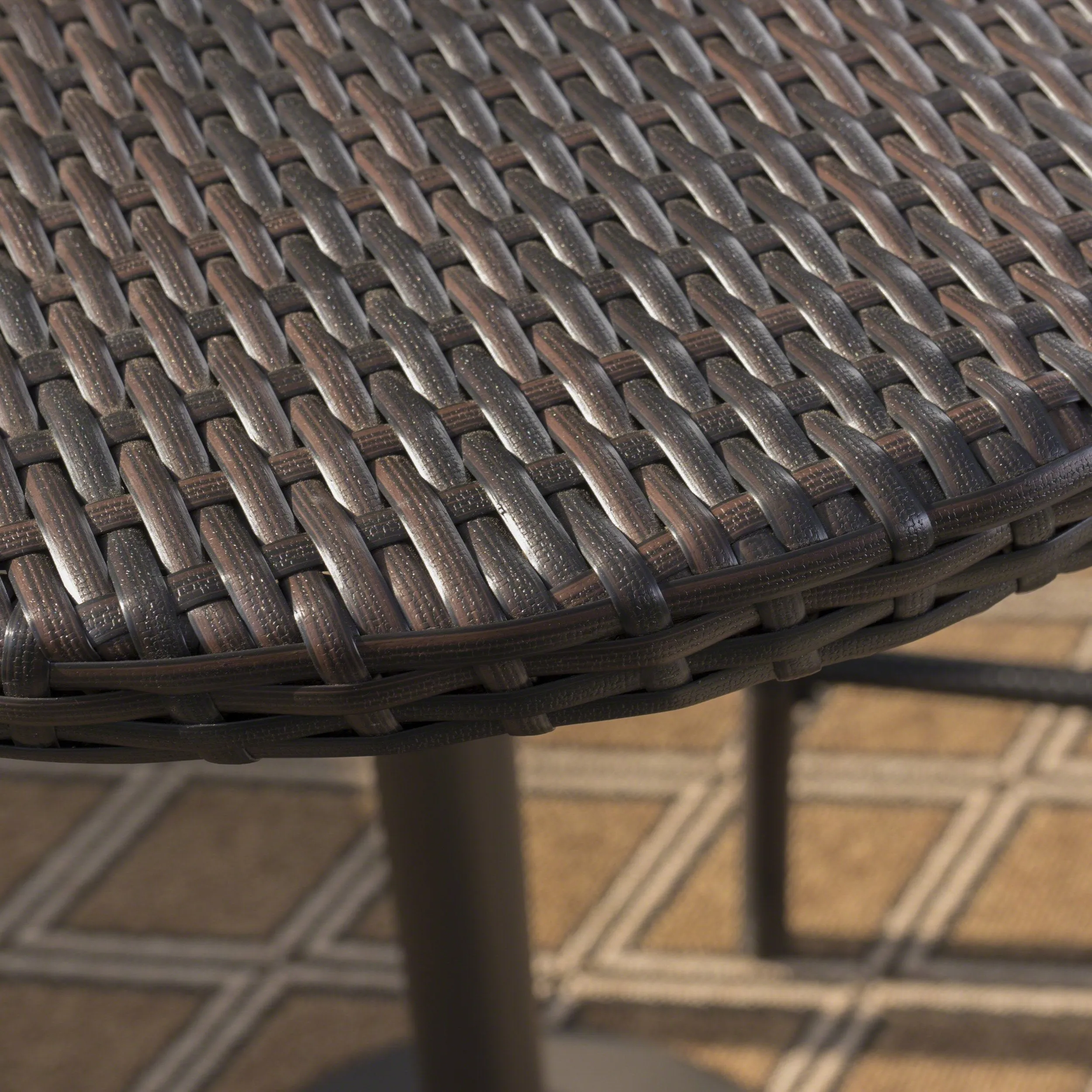 Outdoor 3 Piece Round Multi-brown Wicker Bar Set - NH544203
