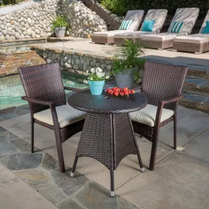 Outdoor 3-piece Wicker Bistro Set with Cushions - NH818592 patio chairs, outdoor seating