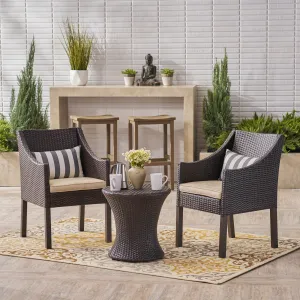 Outdoor 3 Piece Wicker Chat Set, Multibrown with Beige Cushions - NH547403 clothes rack, garment rack