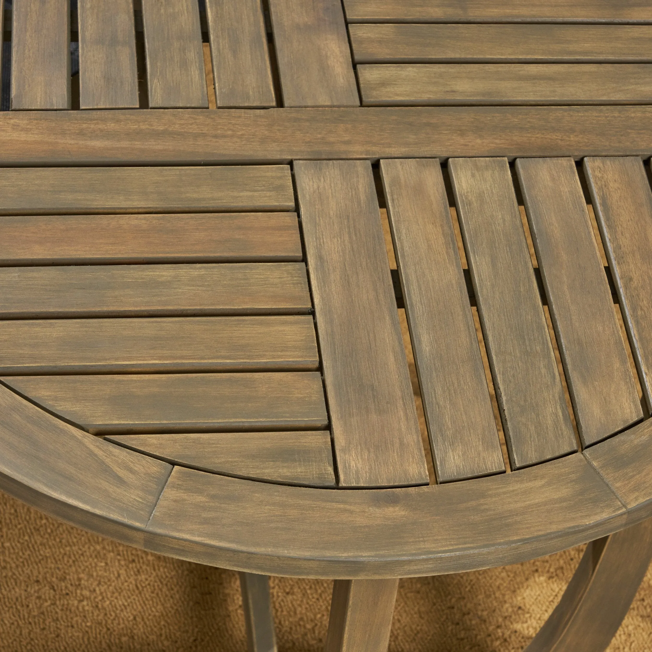 Outdoor 3 Piece Wood and Wicker Bistro Set, Gray and Gray - NH661503