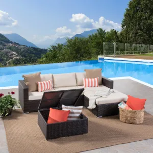 Outdoor 3 Seat Wicker Couch Set with  Storage Coffee Table - NH923403 cushion cover, soft furnishing
