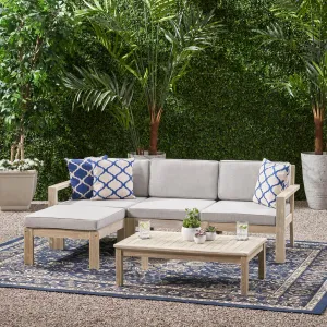 Outdoor 3 Seater Acacia Wood Sofa Sectional with Cushions - NH763903 serving bowl, serving dish