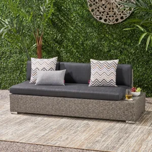 Outdoor 3 Seater Wicker Right Sofa, Mixed Black with Dark Grey Cushions - NH076403 serving bowl, serving dish