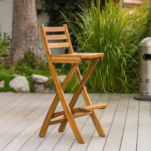 Outdoor 30-Inch Foldable Acacia Wood Bar Stool - NH595732 patio chairs, outdoor seating