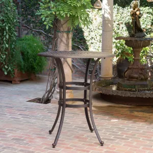 Outdoor 37 Inch Bronze Cast Aluminum Round Bar Table - NH242203 patio chairs, outdoor seating
