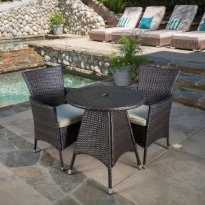 Outdoor 3pc Multibrown Wicker Bistro Set - NH058592 patio chairs, outdoor seating