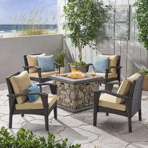 Outdoor 4 Club Chair Chat Set with Fire Pit - NH159903 clothes rack, garment rack