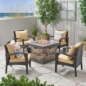 Outdoor 4 Club Chair Chat Set with Fire Pit - NH749903 clothes rack, garment rack