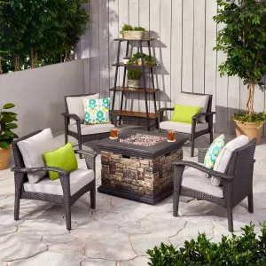 Outdoor 4 Club Chair Chat Set with Fire Pit - NH849903 patio chairs, outdoor seating